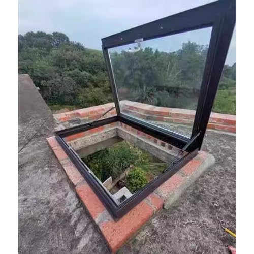 Anpassbare Kellerfensterabdeckungen, hochversiegeltes Dachoberlicht mit doppellagigem gehärtetem Glas, Haushaltsdach-Sichtfenster für Dachboden/Sonnenraum (66 x 66 cm) von CHZDPP