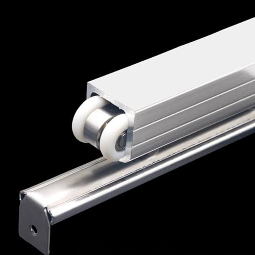 CHZDPP Schiebetürschiene Versteckter Schrank Schiebetür Track Kit, Top hängte Scheune Tür Hardware Kit für Haus und Büros, Taschentür weich schließen mit Schiebebahn Set(Silver,5ft/152cm) von CHZDPP