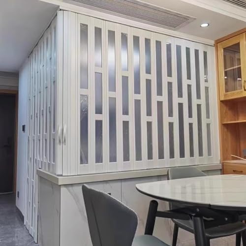CHZDPP Teleskop-Falttüren Kleine Faltfenster/Falttür für Lofts, Anpassbare Akkordeontür mit Griffen/Glas/Schrauben, PVC Raumteiler Tor für Küche Toiletten Wohnzimmer(34x80in(86x203cm)) von CHZDPP