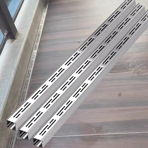 CHZDPP entwässerungsrinne Schmaler Entwässerungsgraben, 3,5 cm breiter verdeckter Auffahrtsablauf für Badezimmer/Pool/Garten, Regenwasserablaufrinne aus Edelstahl(3 pcs) von CHZDPP