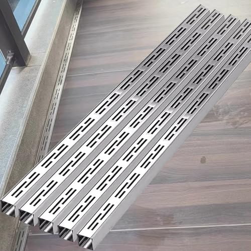 CHZDPP entwässerungsrinne Schmaler Entwässerungsgraben, 3,5 cm breiter verdeckter Auffahrtsablauf für Badezimmer/Pool/Garten, Regenwasserablaufrinne aus Edelstahl(5 pcs) von CHZDPP
