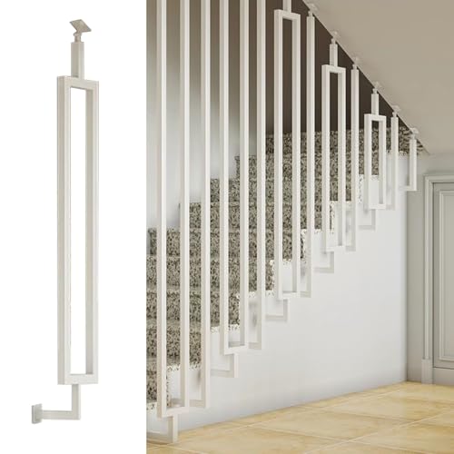 CHZDPP treppengeländer Anpassbare Treppenspindeln für Hangtreppen, Treppenbaluster mit 270° Verstellbarer Basis, Universelle Metallbalustersäule zur Verhinderung von Fallen(White (1 pc),60in/152cm) von CHZDPP