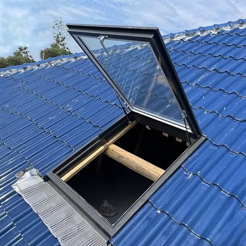 Dach Dachfenster 56/61/66/71/76/81/91/101cm Dachfenster für den Haushalt, anpassbares Dachfenster mit gehärtetem Glas, hochgradig abgedichtetes großes Kellerfenster(32x32in(81.2x81.2cm)) von CHZDPP