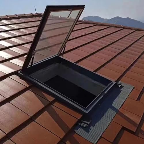 Dach Dachfenster Anpassbare Größe Dachscheine mit Doppelschicht gehärtetes Glas, Haushaltsfenster für für geneigt & Flachdach, für Regenschutz/Wärmedämmung(55x55cm/21.7x21.7inch) von CHZDPP