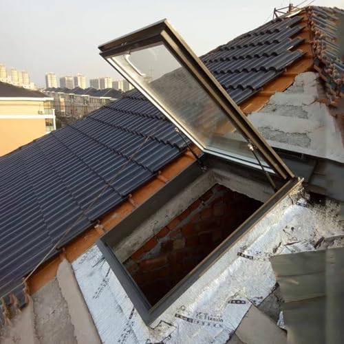 Dachfenster für Schräg- und Flachdach, hochversiegelte unterirdische Fenster für regendicht/diebstahlsicher, Dachoberlicht mit doppellagigem gehärtetem Glas (65 x 105 cm) von CHZDPP