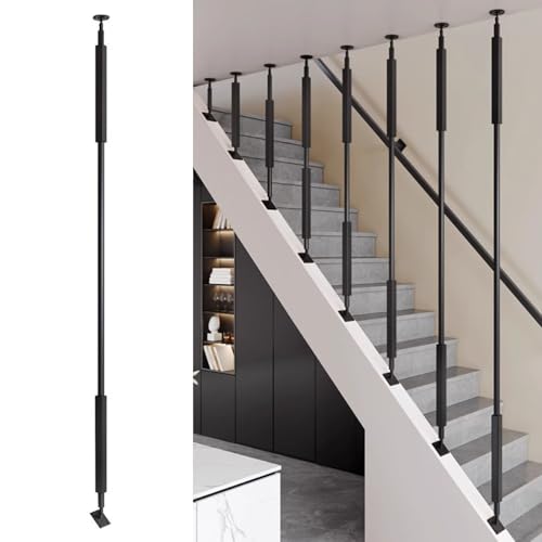 treppengeländer Verstellbare Winkeleisen-Geländerstäbe für die Treppe, Schwarz/goldene Treppenspindeln für ebene und schräge Treppen, Anpassbare Metall-Geländerstäbe zur Sturzvermeidung(Black,85cm/33. von CHZDPP