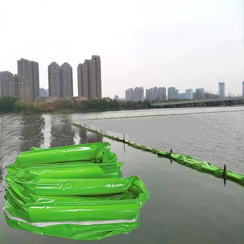 PVC-Ölzaun Professioneller Marine Oil Spill Containment Boom, Wiederverwendbarer PVC-Ölzaun zur Verhinderung von Verschmutzung, Grüne Float-Typ Wasserbarriere für Wasseroberflächenmüll(L 32.8ft/10m,H von CHZDPP