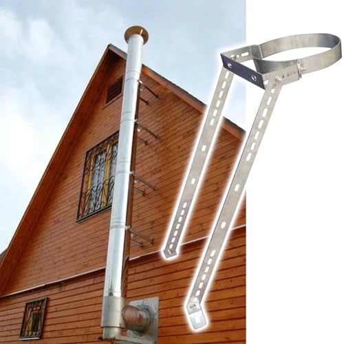 Schornsteinrohrhalterung Anpassbare winddichte Kaminhalterungen, verstellbare Edelstahl-Dachhalterung für Ofenrohre, einfach zu installieren(Dia 90mm (3.5in)) von CHZDPP