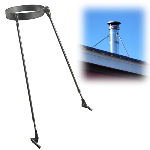 Schornsteinrohrhalterung Hochtemperaturbeständige Kaminhalterung, Anpassbare Dachstrebe für Ofenrohre mit Schrauben, Edelstahl-Kaminstabilisator(Dia 10inch (25.4cm)) von CHZDPP