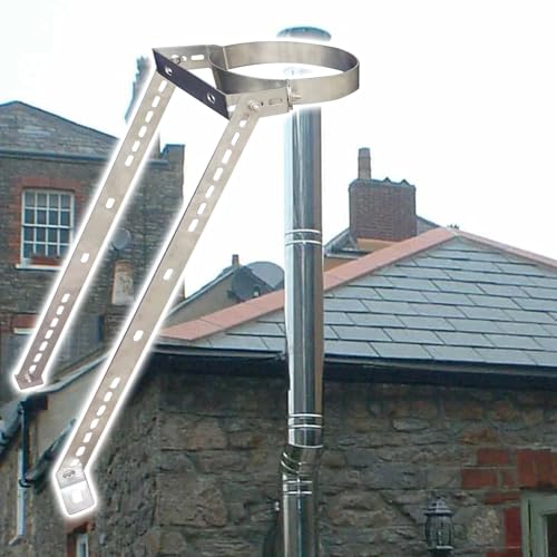 Schornsteinrohrhalterung Universelle Rohrhalterungen für Wand/Dach/Boden, anpassbarer runder Kaminstabilisator mit verstellbaren Beinen, zum Schutz vor Wind und Schnee(Dia 17.5in (44.5cm)) von CHZDPP