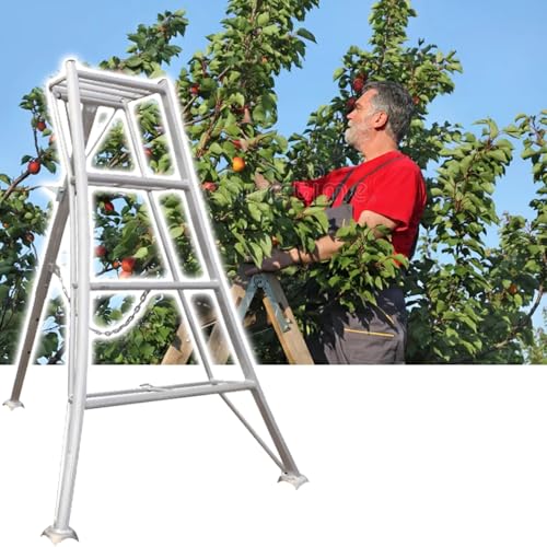 Stativ Leiter Extra hohe Klappleiter für Obsternte und Baumschnitt, tragbare Aluminium-Ernteleiter für Kirschen/Äpfel/Avocados, zur Reichweitenverlängerung(10.8ft/130cm51.2in) von CHZDPP