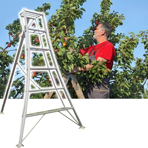 Stativ Leiter Extra hohe Klappleiter für Obsternte und Baumschnitt, tragbare Aluminium-Ernteleiter für Kirschen/Äpfel/Avocados, zur Reichweitenverlängerung(15.8ft/190cm74.8in) von CHZDPP