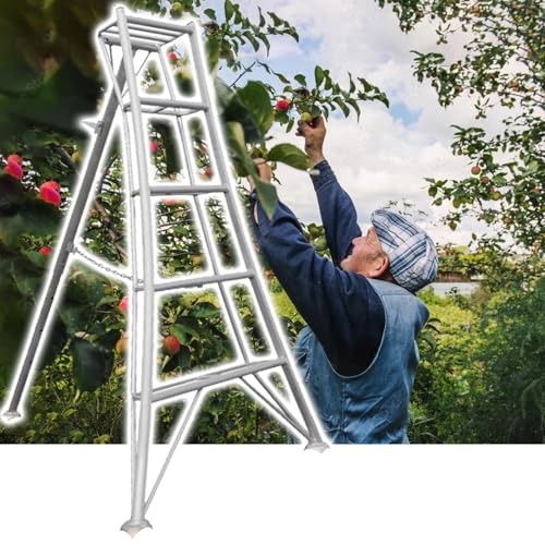 Stativ Leiter Stabile Aluminium-Dreibeinleiter mit breiteren Stufen, Professionelle Obstpflückleitern für Äpfel/Mangos/Birnen/Zitronen, Hohe Tragkraft(S) von CHZDPP