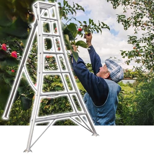 Stativ Leiter Stabile Aluminium-Dreibeinleiter mit breiteren Stufen, Professionelle Obstpflückleitern für Äpfel/Mangos/Birnen/Zitronen, Hohe Tragkraft(XXL) von CHZDPP