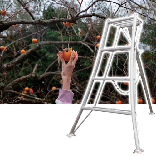 Stativ Leiter Tragbare Gartenleiter mit rutschfesten Stufen, Multifunktionale Aluminium-Dreibeinleitern zum Obstpflücken/Beschneiden/Ernten, Haushalt/Gewerbe(55.9in/142cm) von CHZDPP