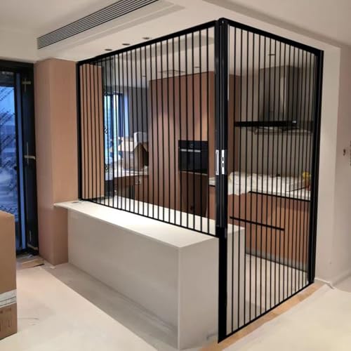 Teleskop-Falttüren Lochfreie Akkordeontür mit Acrylplatte, einziehbare Duschtüren in anpassbarer Größe für Küche/Waschküche, mit Schloss und Rahmen(30x85in(76x216cm)) von CHZDPP