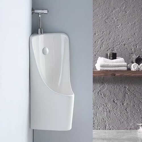 Urinale für Männer Keramik-Spültoilette für Ecken, wandmontierte Garagenurinale mit langem Rohr, Haushalts-/Gewerbebereich-Urinal für Schulen/Einkaufszentren(White) von CHZDPP
