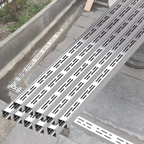 entwässerungsrinne 1/3/ 5/10 Stück schmale Entwässerungsrinne für den Garten, stabile, lineare Entwässerungsrinne mit abnehmbarem Gitterrost, Gitterroste für Außen- und Innenbereiche(10 Packs) von CHZDPP