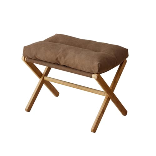 CHZIMADE Fußhocker Ottoman Mit Gepolstertem Sitz Hocker aus Holz Fußhocker mit weichem Sitzhocker Wechselschuhhocker für Wohn- und Schlafzimmer Kaffee von CHZIMADE