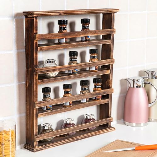 CHZIMADE Gewürzregal Holz Küchenregal Regal küche Küchenablage Gewürz-Regal Hängeregal Vintage Design küchenregal stehend von CHZIMADE
