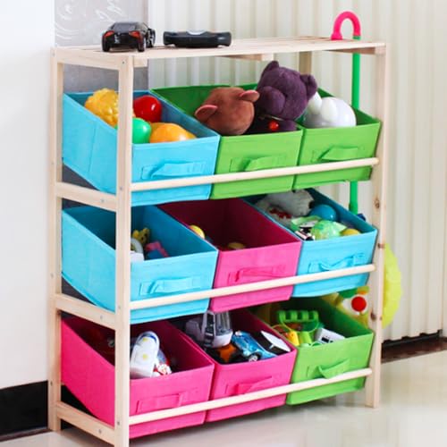 CHZIMADE Spielzeug Organizer mit 9 behältern Aufbewahrung für Spielzeug bunten Behältern Aufbewahrungsregal 65x28x78cm von CHZIMADE