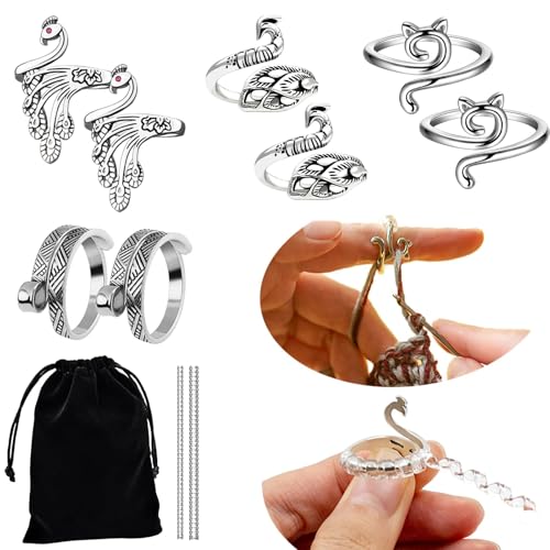 CHarmeFleur 8 Stück einstellbare Häkel-Woll-Spannungsring fürs Häkeln, Häkelring für den Finger, Pfauen Katz Häkelstrickringe für Spannungshäkelringe für Finger CHarmeFleur 8 Stück einstellbare Häkel-Woll-Spannungsring fürs Häkeln, Häkelring für den Finger, Pfauen Katz Häkelstrickringe für Spannungshäkelringe für Finger von CHarmeFleur