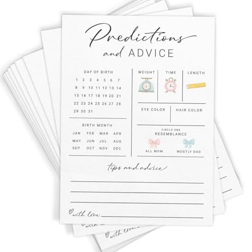 CHarmeFleur Baby Vorhersagen & Ratschlag Karten für Eltern – Baby Dusche Spiel, Wünsche für Mama & Papa, Geschlecht Offenbarung Junge oder Mädchen, Modern Minimal Design, 20 Karten CHarmeFleur Baby Vorhersagen & Ratschlag Karten für Eltern – Baby Dusche Spiel, Wünsche für Mama & Papa, Geschlecht Offenbarung Junge oder Mädchen, Modern Minimal Design, 20 Karten von CHarmeFleur