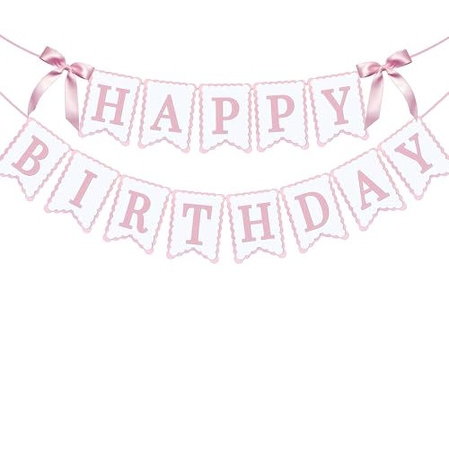 CHarmeFleur Schleifen Happy Birthday Banner Schleifen Geburtstag Dekoration Rosa Schleifen Girlande Für Frauen Mädchen Schleifen Geburtstag Party CHarmeFleur Schleifen Happy Birthday Banner Schleifen Geburtstag Dekoration Rosa Schleifen Girlande Für Frauen Mädchen Schleifen Geburtstag Party von CHarmeFleur
