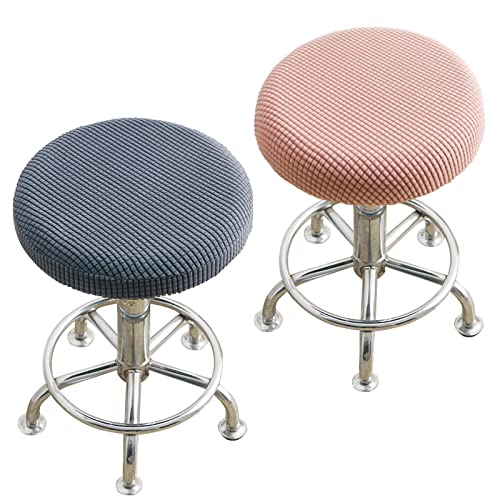 CHmiss 2 Pcs Hocker Bezug Rund,Hocker Bezug Rund Grau Luxuriöser Stoff,Runder Hocker Bezug aus Polyester,für Bürostühle,Barhocker,Bistrohocker, Hochzeitsfeier(Grau,Rosa) von CHmiss