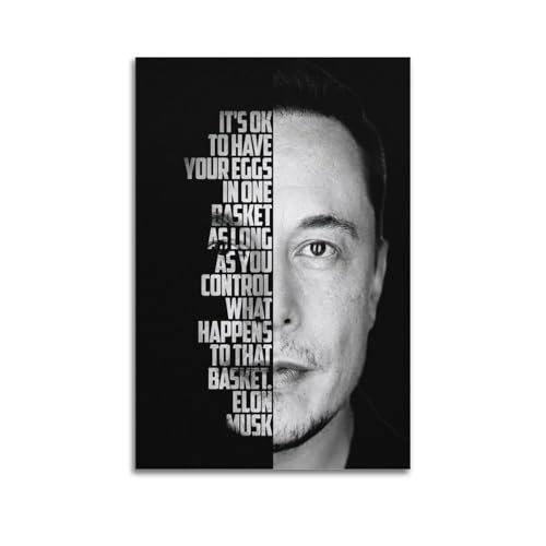 CHxdxge Elon Musk Black And White Poster Poster Dekorative Malerei Leinwand Wandkunst Wohnzimmer Poster Schlafzimmer Malerei,Wandkunst Bilddruck Moderne Familienzimmer Dekor 16x24inch(40x60cm) von CHxdxge