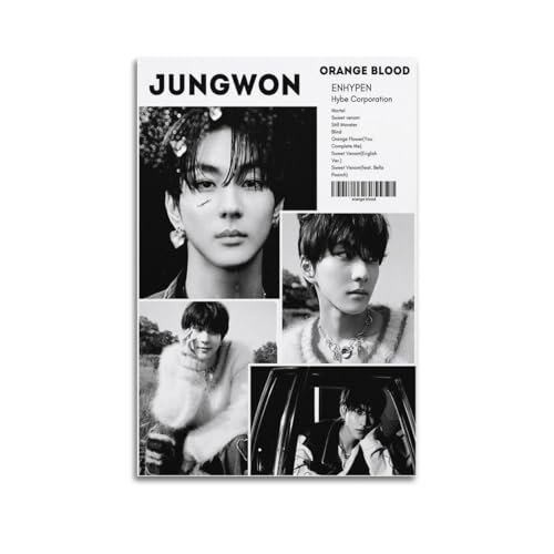 CHxdxge Enhypen Jungwon Orange Blood Poster Leinwanddrucke, Wandkunst Fürs Wohnzimmer, Drucke, Moderne Wohndekoration12x18inch(30x45cm) von CHxdxge