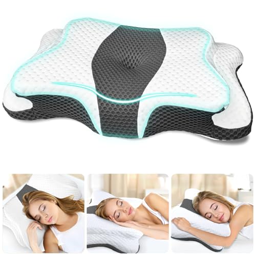 CHxxy Memory Foam Pillows, Cervical Pillow for Neck and Shoulder Pain Relief, Ergonomic Contour Bed Pillow, Soft for Side Sleep Stomach Sleeping and Back Sleeper von CHxxy