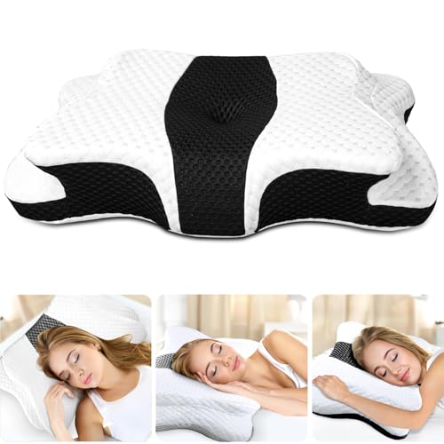 CHxxy Memory Foam Pillows, Cervical Pillow for Neck and Shoulder Pain Relief, Ergonomic Contour Bed Pillow, Soft for Side Sleep Stomach Sleeping and Back Sleeper Schwarz CHxxy Memory Foam Pillows, Cervical Pillow for Neck and Shoulder Pain Relief, Ergonomic Contour Bed Pillow, Soft for Side Sleep Stomach Sleeping and Back Sleeper Schwarz von CHxxy