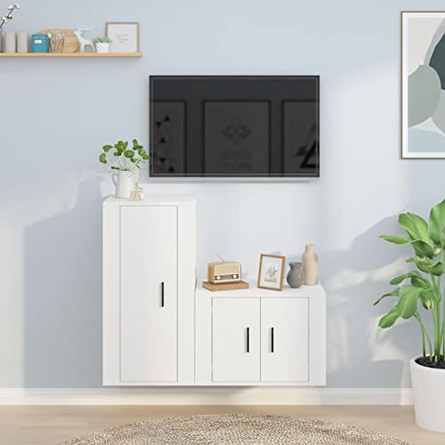 CIADAZ 2-TLG. TV-Schrank-Set, Wohnzimmer Möbel, Sideboard Wohnzimmer, Fernsehschrank, Tv Lowboard, Tv Kommode, Wohnwand, Tv Möbel, Tv Cabinet, Weiß Holzwerkstoff CIADAZ 2-TLG. TV-Schrank-Set, Wohnzimmer Möbel, Sideboard Wohnzimmer, Fernsehschrank, Tv Lowboard, Tv Kommode, Wohnwand, Tv Möbel, Tv Cabinet, Weiß Holzwerkstoff von CIADAZ