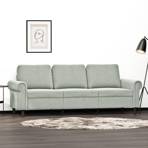 CIADAZ 3-Sitzer-Sofa Hellgrau 180 cm Samt, Loungesofa, Sofas & Couches, Relaxsofa, Couch für Wohnzimmer - 359539 von CIADAZ