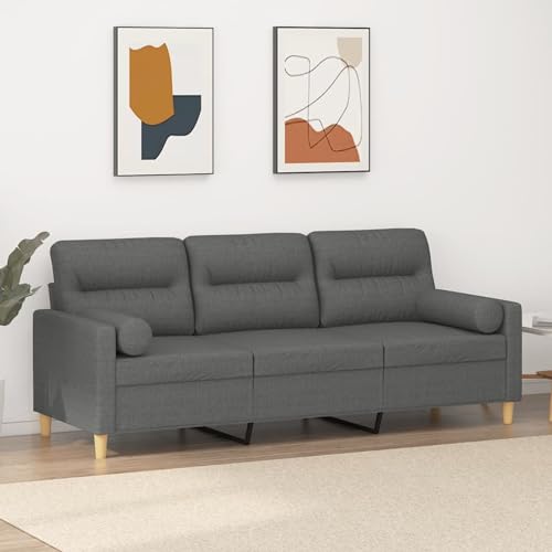 CIADAZ 3-Sitzer-Sofa mit Zierkissen Dunkelgrau 180 cm Stoff, Sofas & Couches, Sofa Wohnzimmer, Sofa Für Jugendzimmer, Relaxsofa, Sofa Für Schlafzimmer, Polstersofa 3200830 von CIADAZ