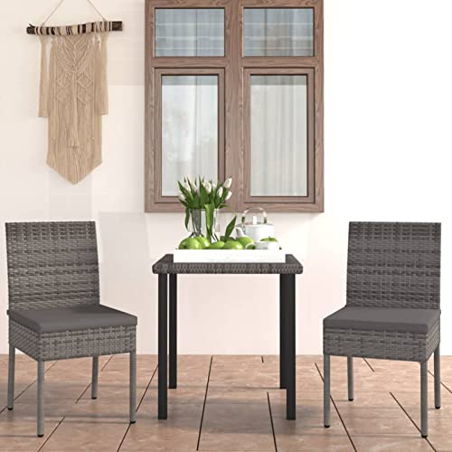 CIADAZ 3-TLG. Garten-Essgruppe Poly Rattan Grau, Esstisch Mit Stühlen Set, Gartenmöbel Sitzgruppe, Balkon Möbel, Gartenlounge Set, Terrassenmöbel, Balkonmöbel Set - 3065699 von CIADAZ