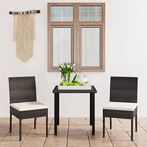 CIADAZ 3-TLG. Garten-Essgruppe Poly Rattan Schwarz, Esstisch Mit Stühlen Set, Gartenmöbel Sitzgruppe, Balkon Möbel, Gartenlounge Set, Terrassenmöbel, Balkonmöbel Set - 3065693 von CIADAZ