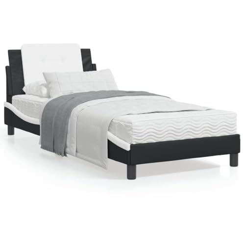 CIADAZ 3214087 Bettgestell mit LED, Kunstleder, Schwarz / Weiß, 90 x 200 cm, Bettgestell, Bettgestell, Jugendbett, Schlafzimmer, Lattenrost CIADAZ 3214087 Bettgestell mit LED, Kunstleder, Schwarz / Weiß, 90 x 200 cm, Bettgestell, Bettgestell, Jugendbett, Schlafzimmer, Lattenrost von CIADAZ