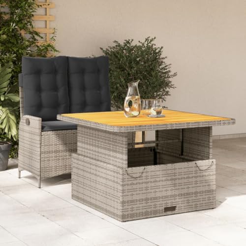 CIADAZ 3277463 Gartenmöbel-Set mit Kissen aus Polyrattan, Grau, Set mit Tisch und Stühlen, Gartentisch und Stühlen, Terrassenmöbel, Gartenmöbel von CIADAZ