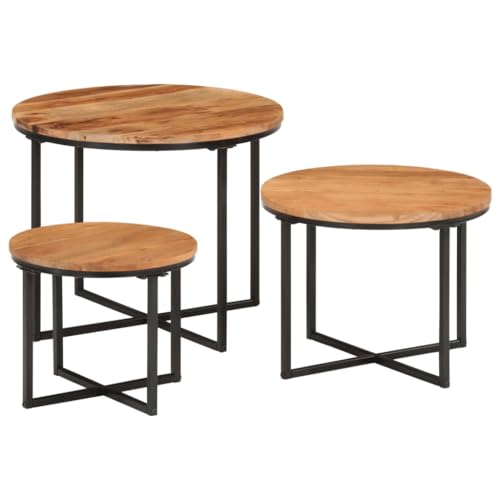 CIADAZ 372742 Couchtische, stapelbar, massives Akazienholz und Eisen, Couchtisch, Wohnzimmertisch, Beistelltisch, Wohnzimmermöbel, moderne Wohnzimmermöbel CIADAZ 372742 Couchtische, stapelbar, massives Akazienholz und Eisen, Couchtisch, Wohnzimmertisch, Beistelltisch, Wohnzimmermöbel, moderne Wohnzimmermöbel von CIADAZ