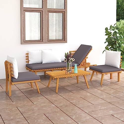 CIADAZ 4-TLG. Garten-Lounge-Set mit Kissen Massivholz Akazie, Lounge Gartenmöbel Set, Terassenmöbel Wetterfest, Loungemöbel Terrasse, Gartenlounge, Garten Loungemöbel Set, 3087010 CIADAZ 4-TLG. Garten-Lounge-Set mit Kissen Massivholz Akazie, Lounge Gartenmöbel Set, Terassenmöbel Wetterfest, Loungemöbel Terrasse, Gartenlounge, Garten Loungemöbel Set, 3087010 von CIADAZ