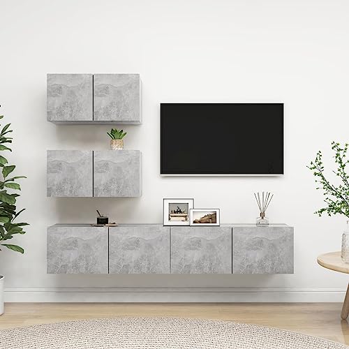 CIADAZ 4-TLG. TV-Schrank-Set, Wohnzimmer Möbel, Sideboard Wohnzimmer, Fernsehschrank, Tv Lowboard, Tv Kommode, Tv Möbel, Tv Cabinet, Wohnwand, Betongrau Holzwerkstoff CIADAZ 4-TLG. TV-Schrank-Set, Wohnzimmer Möbel, Sideboard Wohnzimmer, Fernsehschrank, Tv Lowboard, Tv Kommode, Tv Möbel, Tv Cabinet, Wohnwand, Betongrau Holzwerkstoff von CIADAZ