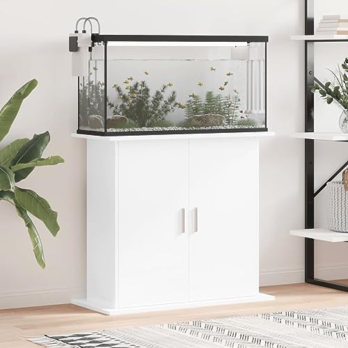 CIADAZ Aquariumständer Hochglanz-Weiß 81x36x73 cm Holzwerkstoff, Aquarium Unterschrank, Aquarium Schrank, Aquariumschrank, Aquarium Tisch, Aquarium Stands 833601 von CIADAZ