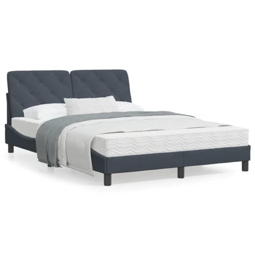 CIADAZ Bett mit Matratze Dunkelgrau 120x200 cm Samt, Bett, Bettgestell, Jugendbett, Schlafzimmer Bett, Bed Frame -3208647 von CIADAZ