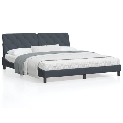 CIADAZ Bett mit Matratze Dunkelgrau 180x200 cm Samt, Bett, Bettgestell, Jugendbett, Schlafzimmer Bett, Bed Frame -3208671 von CIADAZ