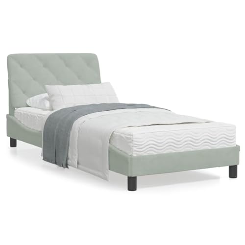 CIADAZ Bett mit Matratze Hellgrau 80x200 cm Samt, Bett, Bettgestell, Jugendbett, Schlafzimmer Bett, Bed Frame -3208622 von CIADAZ
