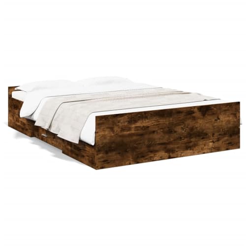 CIADAZ Bett mit Schubladen aus technischem Holz, rauchige Eiche, 120 x 200 cm, Bettgestell, Bettrahmen, Jugendbett, Schlafzimmer, Lattenrost - 3280304 CIADAZ Bett mit Schubladen aus technischem Holz, rauchige Eiche, 120 x 200 cm, Bettgestell, Bettrahmen, Jugendbett, Schlafzimmer, Lattenrost - 3280304 von CIADAZ