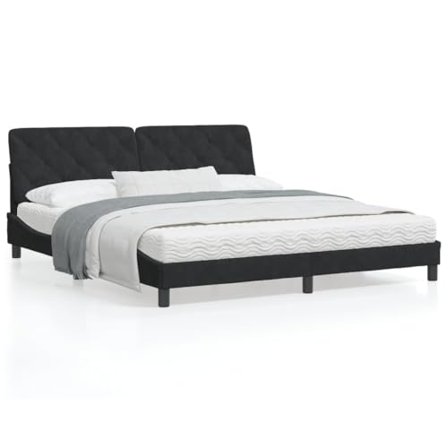 CIADAZ Bettgestell mit Kopfteil aus schwarzem Samt, 180 x 200 cm, Bettgestell, Bettrahmen, Jugendbett, Schlafzimmerbett, Lattenrost - 3207937 CIADAZ Bettgestell mit Kopfteil aus schwarzem Samt, 180 x 200 cm, Bettgestell, Bettrahmen, Jugendbett, Schlafzimmerbett, Lattenrost - 3207937 von CIADAZ