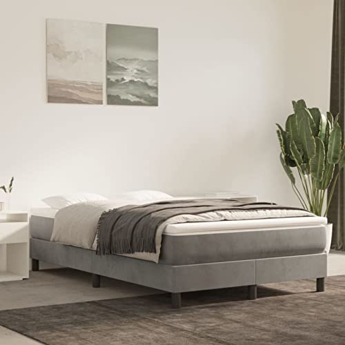 CIADAZ Boxspringbett mit Matratze Hellgrau 120x200 cm Samt, Bett, Bettgestell, Jugendbett, Schlafzimmer Bett, Schlafzimmer Komplett, Bed Fram 3144321 von CIADAZ